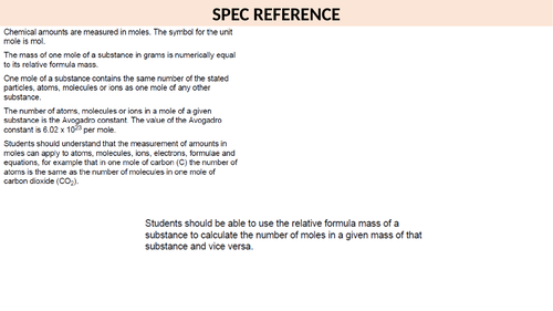 MOLES & MOLAR CALCULATIONS GCSE chem | Teaching Resources