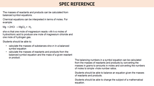 MOLES & MOLAR CALCULATIONS GCSE chem | Teaching Resources