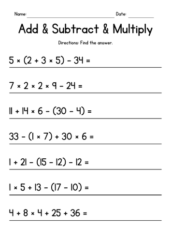 Add & Subtract & Multiply with Parenthesis