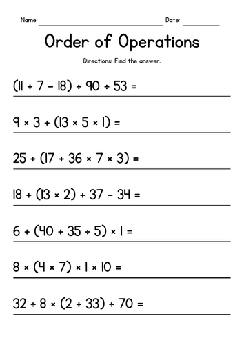 Adding & Subtracting & Multiplying & Dividing with Parenthesis