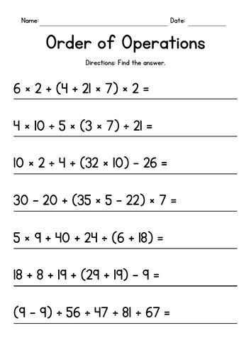 Adding & Subtracting & Multiplying & Dividing with Parenthesis