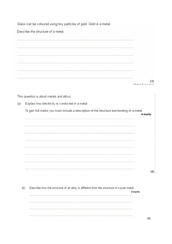 Metallic bonding GCSE HIGHER