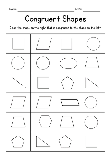 Identifying Congruent Shapes - Geometry Worksheets