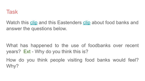 Food Banks Trussell Trust Teaching Resources