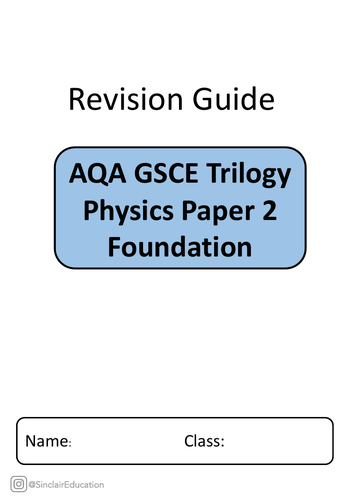 Aqa Gcse Physics Revision Guides Paper 2 Teaching Resources 8866