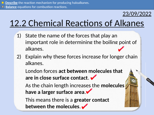 OCR AS Chemistry: Chemical Reactions of Alkanes