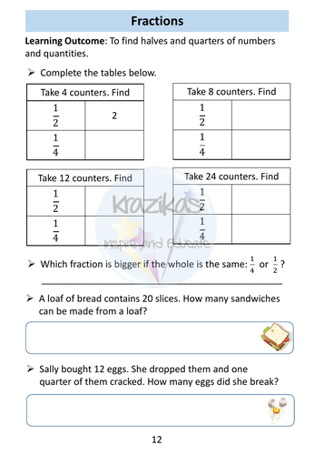 Functional Skills Maths - Entry Level 2 - Fractions | Teaching Resources