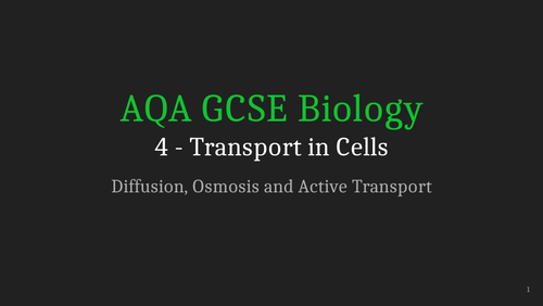 AQA GCSE Biology Lecture 4 - Transport in Cells | Teaching Resources