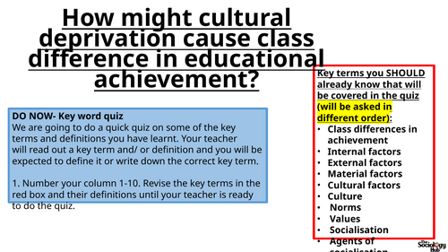 Sociology Education AS/A-level Sociology Education Class differences in ...