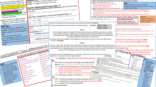 Sociology Education Class differences in achievement - Assessment & Feedback lesson