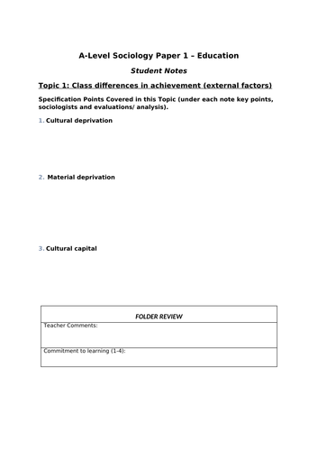 Sociology Education Class diff in achievement (external &amp; internal ...
