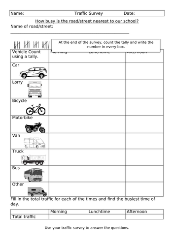 Local study Traffic 4 worksheets. KS2. | Teaching Resources