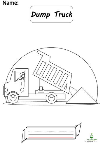 Dump Truck - Writing Practice/Colouring Page Vehicles | Teaching Resources