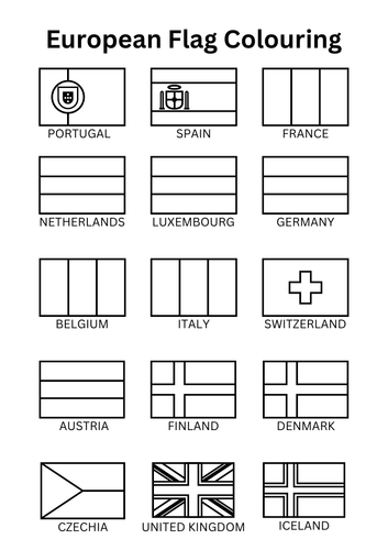 European Flags Colouring Worksheet | Teaching Resources