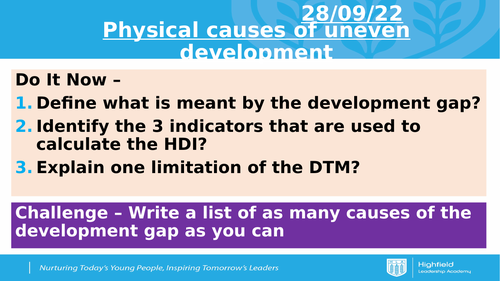 AQA CEW Physical causes of uneven development (Lesson 6)