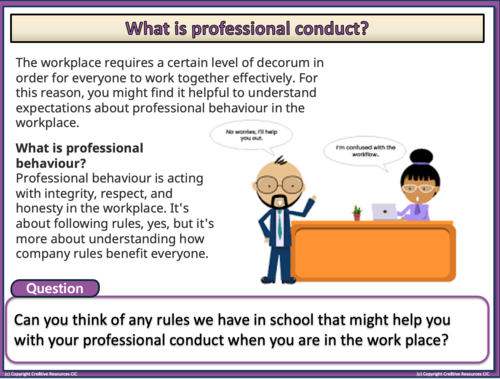 professional conduct in the work place | Teaching Resources