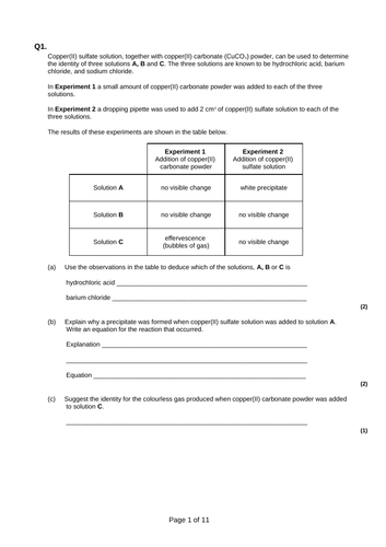 Test for ions A LEVEL