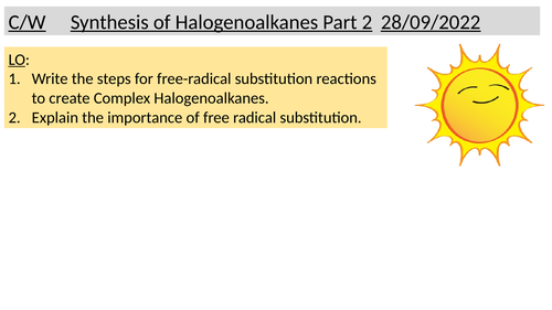 Free radical substitution A LEVEL