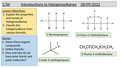 Halogenoalkanes intro A LEVEL