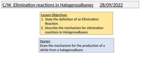 Elimination reactions A LEVEL