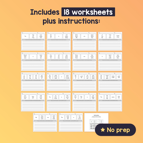 Beginner sentence writing vocabulary year 1 year 2 year 3 writing