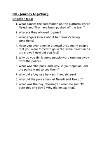 journey to jo'burg comprehension questions