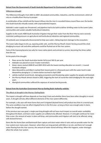 case study worksheet 1 identifying the impacts of drought