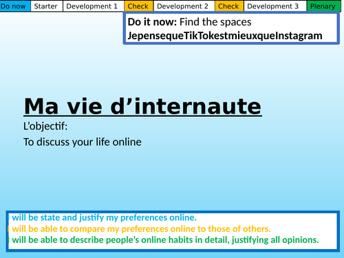 Ma vie d'internaute Studio GCSE Module 2.2