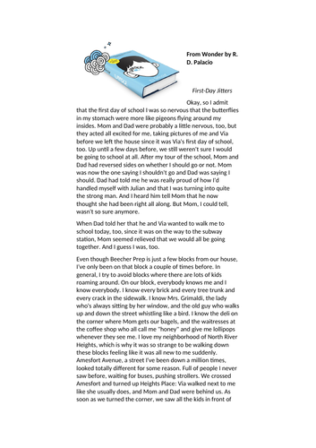 Wonder R.D. Palacio. One off lesson. Inference/ analysis. | Teaching ...