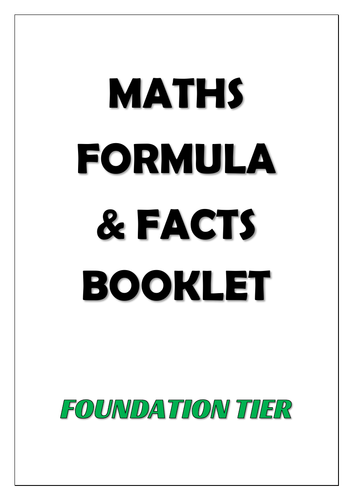 GCSE Maths - Foundation Formula and Facts Booklet | Teaching Resources