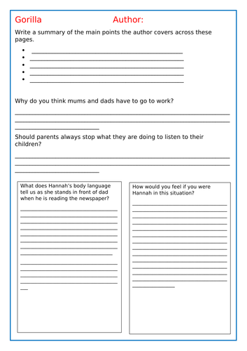 Anthony Browne Gorilla | Teaching Resources