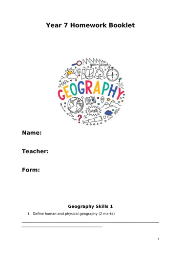 year 7 geography homework booklet