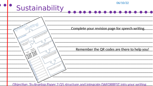 AQA paper 2 Q5 Sustainability Speech