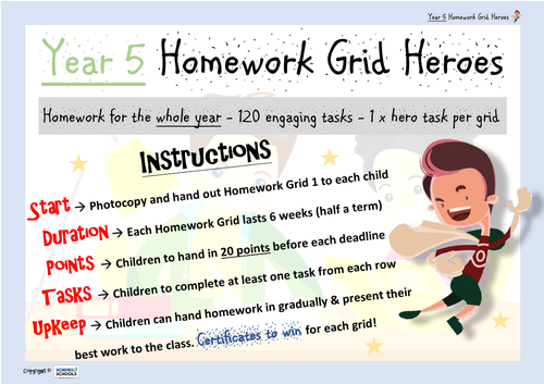 homework grids year 5