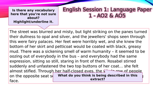 Language Paper 1 skills - Reading for meaning and Creative Writing ...