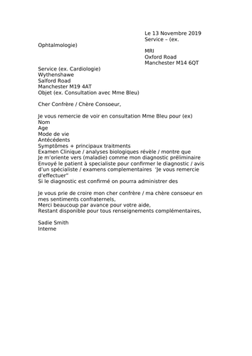 French letter template Teaching Resources