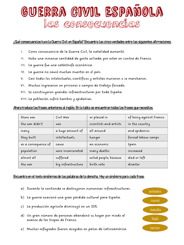 A level Spanish - la Guerra Civil (consecuencias)