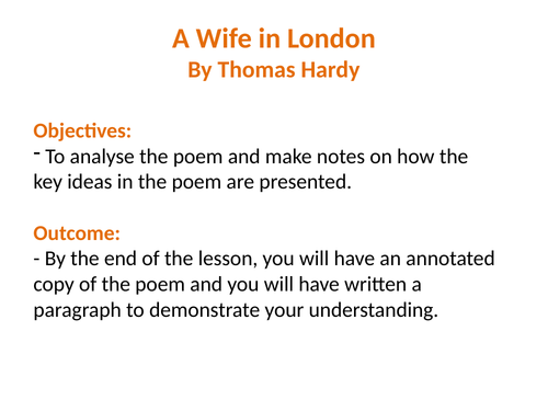 A Wife in London GCSE PPT