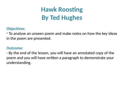 Hawk Roosting GCSE PPT