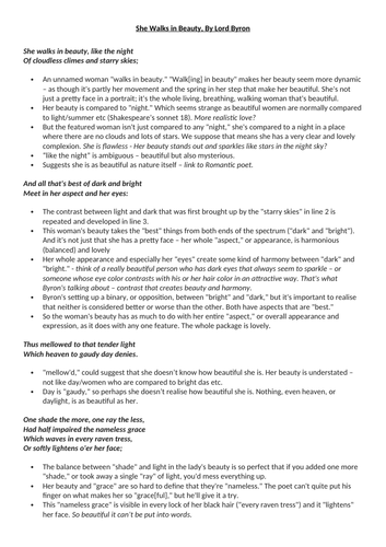 She Walks in Beauty GCSE PPT | Teaching Resources
