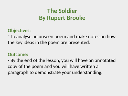 The Soldier GCSE PPT