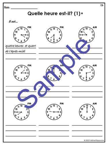 Telling the Time in French Worksheets | Teaching Resources