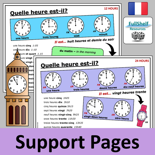 french worksheet on time