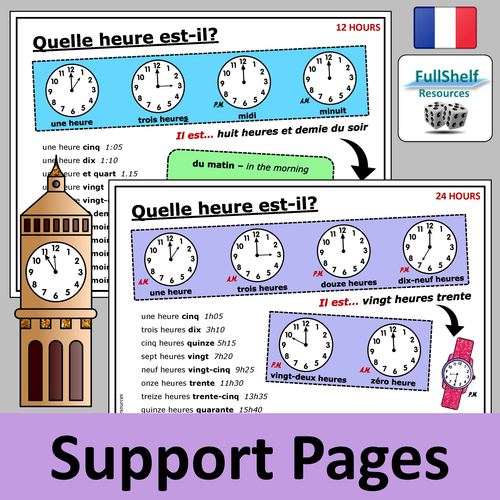 French Telling the Time FSL Games Teaching Resources