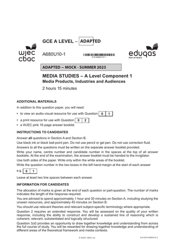 media studies a level coursework brief 2023