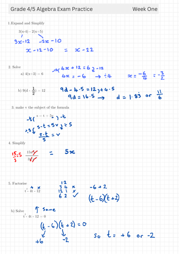 4-5 IGCSE Revision Sheets | Teaching Resources