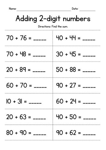 Adding Whole Tens to 2-Digit Numbers