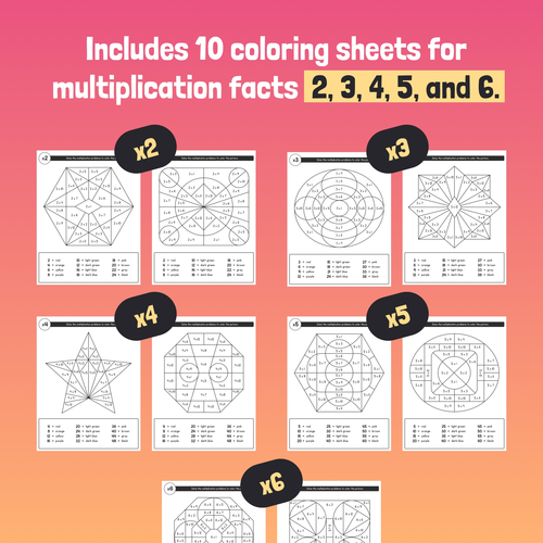 Multiplication Coloring Pages | Multiplication Facts Worksheets