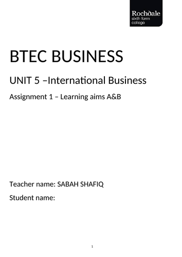 btec business unit 5 assignment 1
