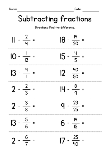 Subtracting Fractions from Whole Numbers